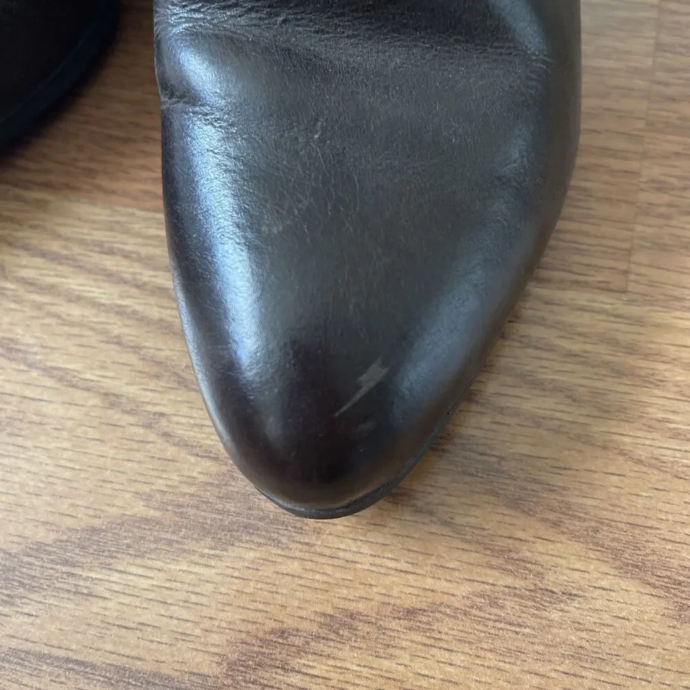 FRYE Megan Inside Zip Leather Chocolate Brown Booties FR41577 Women's 7.5